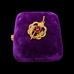 9K Yellow Gold & Garnet Scottish Thistle Pendant / Charm