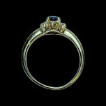 14K Yellow Gold Sapphire & Diamond Halo Ring Size 6