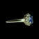 14K Yellow Gold Sapphire & Diamond Halo Ring Size 6