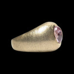 10K Yellow Gold Pink / Purple Sapphire Cabochon Brushed Chunky Statement Band Size 7 3/4