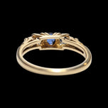 10K Yellow Gold White & Blue Synthetic Sapphire Row Ring Size 6 3/4