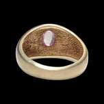 10K Yellow Gold Pink / Purple Sapphire Cabochon Brushed Chunky Statement Band Size 7 3/4