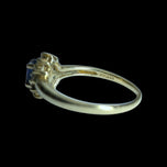 14K Yellow Gold Sapphire & Diamond Halo Ring Size 6