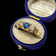 10K Yellow Gold White & Blue Synthetic Sapphire Row Ring Size 6 3/4