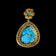 14K Yellow Gold & Turquoise Filigree / Open Work Pendant