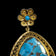 14K Yellow Gold & Turquoise Filigree / Open Work Pendant
