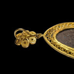 14K Yellow Gold & Turquoise Filigree / Open Work Pendant