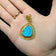 14K Yellow Gold & Turquoise Filigree / Open Work Pendant