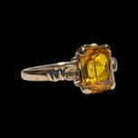 10K Yellow Gold Emerald Cut Synthetic Yellow Sapphire Ring Size 6