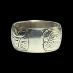 Sterling Silver & 14K Haida Northwest Coast Native American Orca Ring Size 5 3/4 Signed
