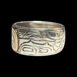 Sterling Silver & 14K Haida Northwest Coast Native American Orca Ring Size 5 3/4 Signed