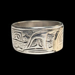 Sterling Silver & 14K Haida Northwest Coast Native American Killer Whale Head Ring Size 6 3/4 Signed