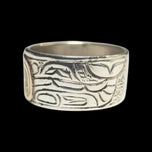 Sterling Silver & 14K Haida Northwest Coast Native American Killer Whale Head Ring Size 6 3/4 Signed