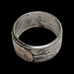 Sterling Silver & 14K Haida Northwest Coast Native American Killer Whale Head Ring Size 6 3/4 Signed