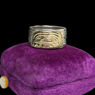 Sterling Silver & 14K Haida Northwest Coast Native American Killer Whale Head Ring Size 6 3/4 Signed