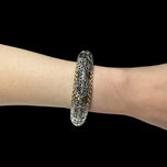 John Hardy Dot Collection Naga Hinged Cuff Bracelet Sterling Silver & 18K Gold
