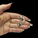 "A Touch of Santa Fe" Navajo Kokopelli Musician Brooch Sterling & 14K Gold