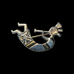 "A Touch of Santa Fe" Navajo Kokopelli Musician Brooch Sterling & 14K Gold