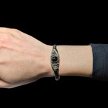 Sterling & 22K Gold Split Shank Onyx Cabochon Cuff Bracelet