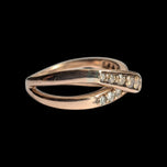 14K Rose Gold Split Shank Chocolate Brown & White Natural Diamond Bypass Ring / Band Size 7 1/2