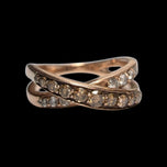 14K Rose Gold Split Shank Chocolate Brown & White Natural Diamond Bypass Ring / Band Size 7 1/2