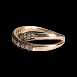 14K Rose Gold Split Shank Chocolate Brown & White Natural Diamond Bypass Ring / Band Size 7 1/2