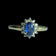 14K Yellow Gold Sapphire & Diamond Halo Ring Size 6
