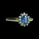 14K Yellow Gold Sapphire & Diamond Halo Ring Size 6