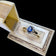 14K Yellow Gold Sapphire & Diamond Halo Ring Size 6