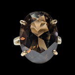 10K Yellow Gold Oval Cut Smokey Quartz Ring Size 8