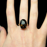 10K Yellow Gold Oval Cut Smokey Quartz Ring Size 8