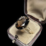 10K Yellow Gold Oval Cut Smokey Quartz Ring Size 8