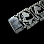 Sterling Silver Victorian Style Kissing / Courting Couple Panel Bracelet