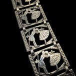 Sterling Silver Victorian Style Kissing / Courting Couple Panel Bracelet