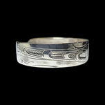 Signed Sterling Silver Northwest / Pacific Coast Native American Haida Cuff Bracelet: Artist Signed