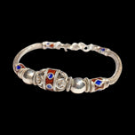 Sterling Silver Wheat Chain Bracelet Enamel Painted Beaded