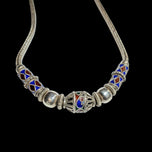 Sterling Silver Wheat / Woven Chain Necklace Enamel & Beaded
