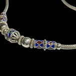 Sterling Silver Wheat / Woven Chain Necklace Enamel & Beaded