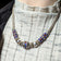 Sterling Silver Wheat / Woven Chain Necklace Enamel & Beaded