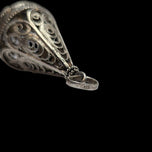 Etruscan Style Sterling Silver Filigree / Open Work Tear-Drop Cage Pendant