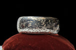 Large Sterling Silver Floral Etched Cuff & Safety Chain "WRJ"