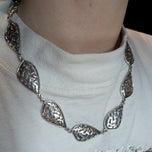 Zina Beverly Hills Designer Sterling Silver Openwork Floral Panel Necklace