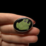 Sterling Silver Oval Enamel Frog Brooch Artist Signed