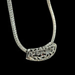 Sterling Silver Sliding Garnet Pendant Woven Chain Necklace