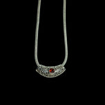 Sterling Silver Sliding Garnet Pendant Woven Chain Necklace