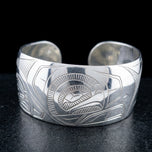 Large Sterling Silver Northwest Coast / Haida / Native American Etched Cuff Bracelet: Eagle