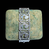Sterling Silver Victorian Style Kissing / Courting Couple Panel Bracelet