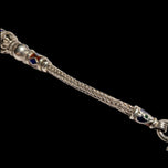 Sterling Silver Wheat Chain Bracelet Enamel Painted Beaded