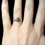 14K Yellow & White Gold Diamond Flanked Bypass Ring Size 4 3/4