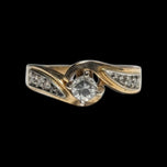 14K Yellow & White Gold Diamond Flanked Bypass Ring Size 4 3/4